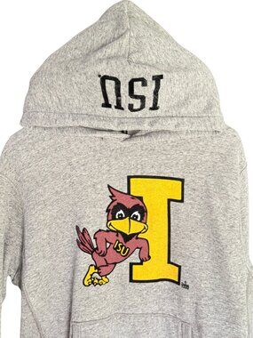Tailgate LG Grey Hooded Sweatshirt Iowa State Cyclones Vintage 1983 Print Mascot